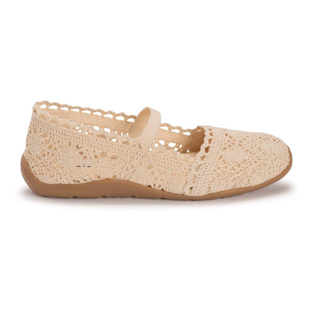 MUK LUKS Women's Shelby Ballerina Flat | Crochet Memory Foam Slip-On Size 8.5